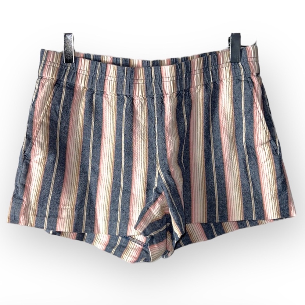 J.Crew Linen Blend Striped Shorts 4 Elastic Waist ✨